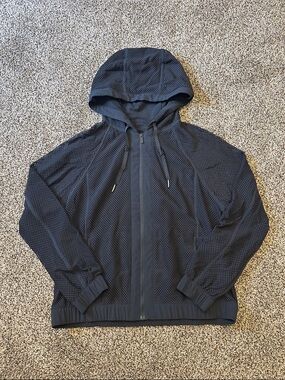 lululemon Mesh Zip-Up Hoodie Jacket in Navy Blue